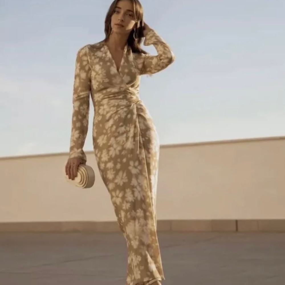 ZARA PRINTED WRAP DRESS MIDI